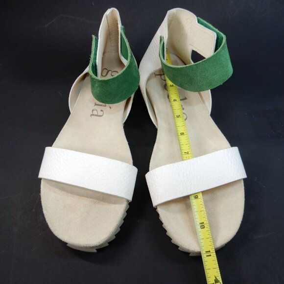 PEDRO GARCIA Jenile Ankle Strap Flat Sandals Size 41 11 White Green Leather NEW - Picture 10 of 12